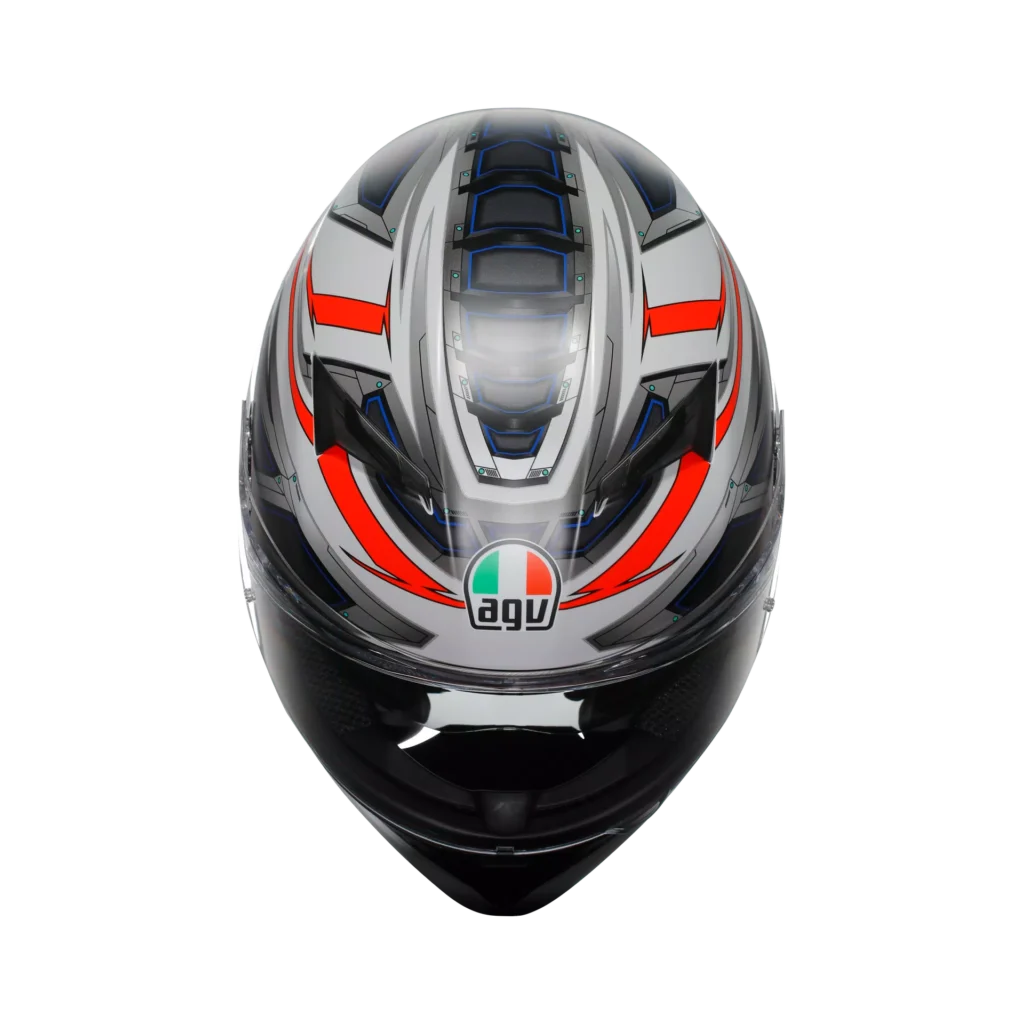 The 190-degree Ultravision clear visor of the AGV K3, with the included Pinlock 70 Max Vision lens installed.
