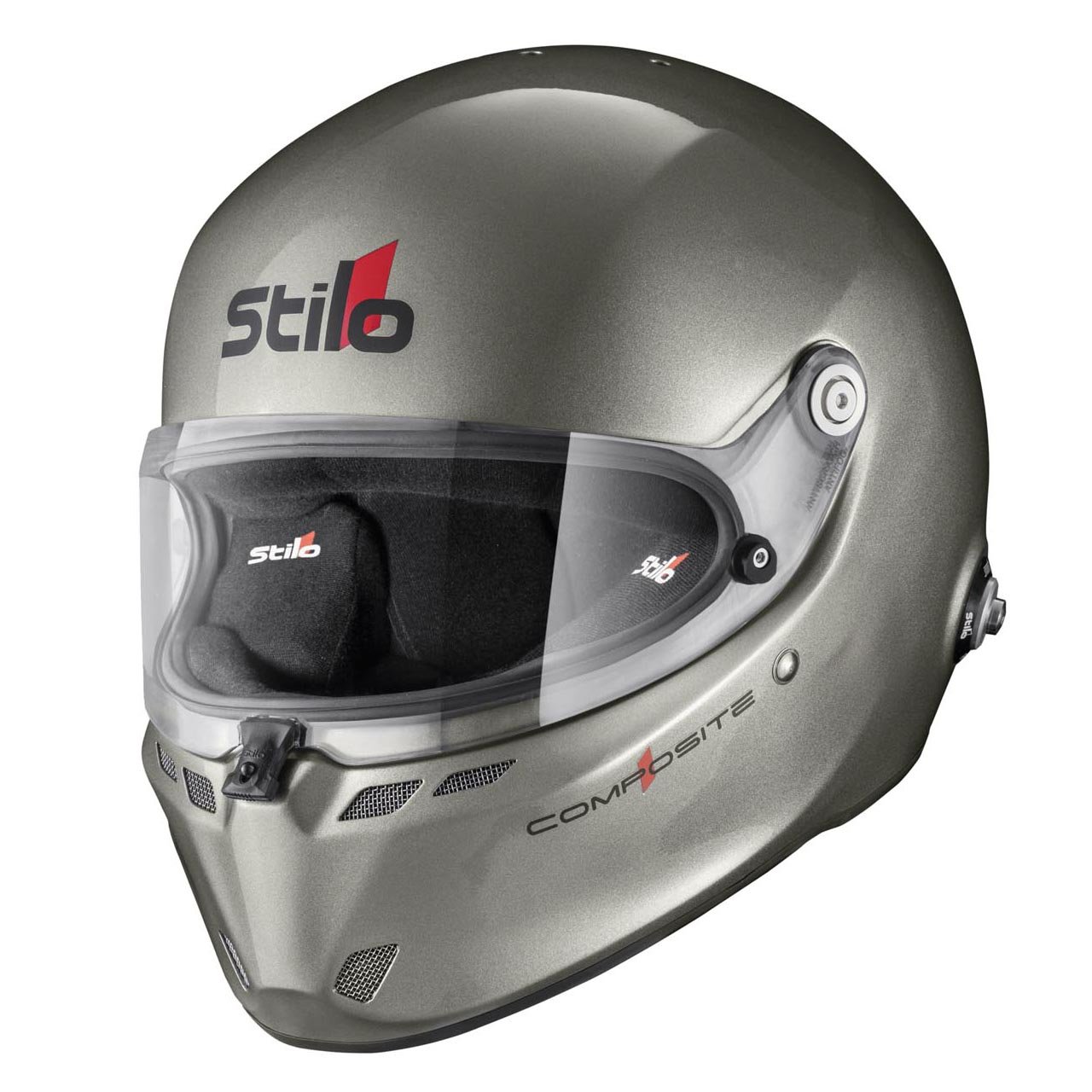 Detail shot of the new dual-position visor locking mechanism on the side of the Stilo ST6 helmet.