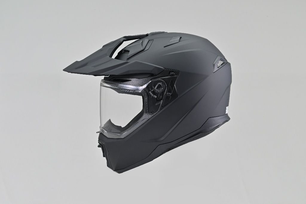 Detail view of the large, switch-operated ventilation intake on the forehead of the Kabuto F-17 helmet.