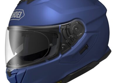 The Shoei GT-Air 3 helmet with graphic design shown in a three-quarter profile on a white background.