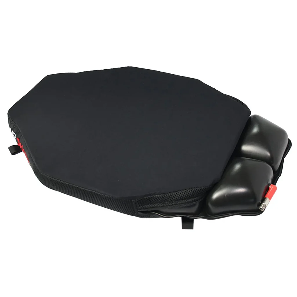 Detail view of the non-skid bottom and adjustable securing strap of the Airhawk R Small Cushion.